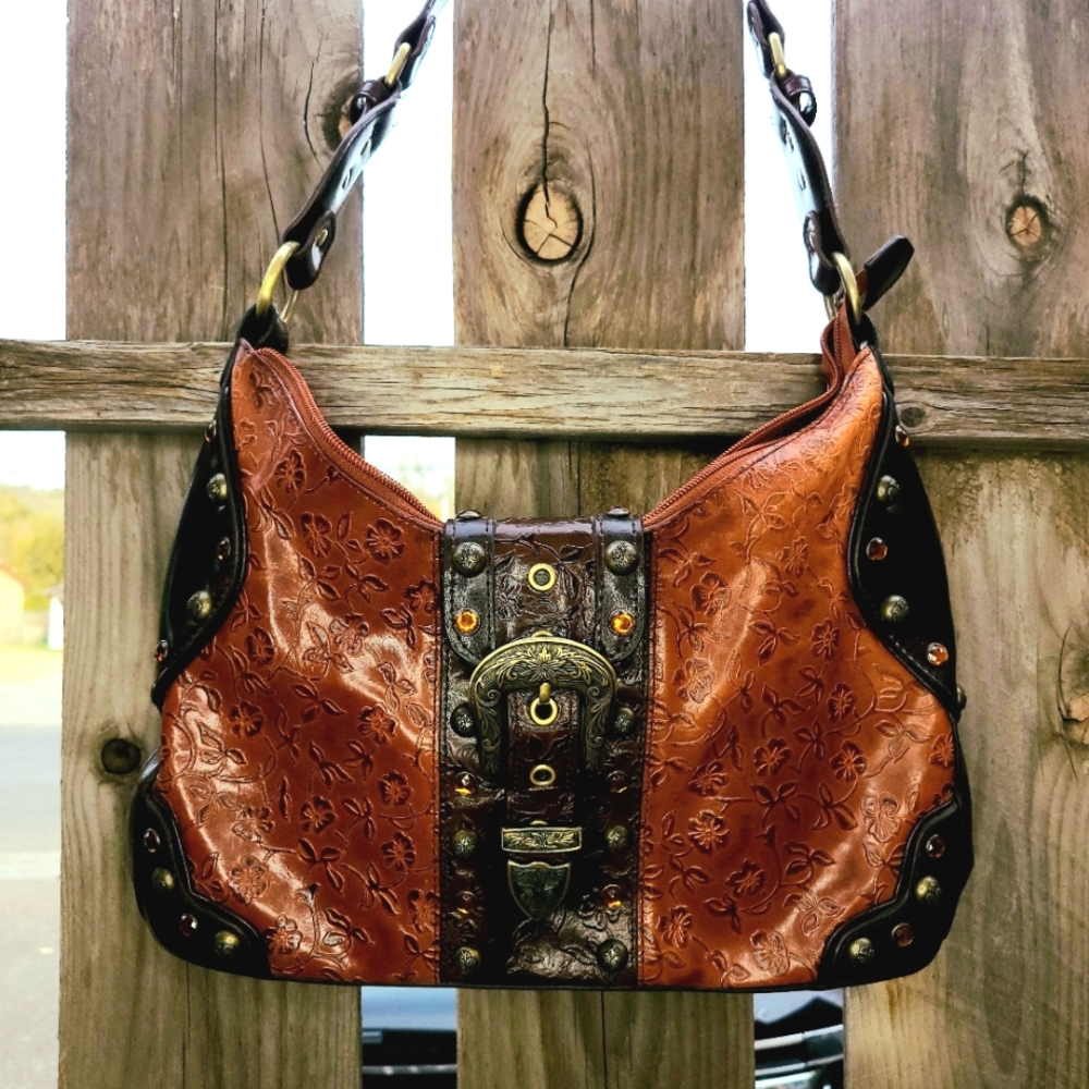 Marc Chantal Western bling style Leather Shoulder Bag